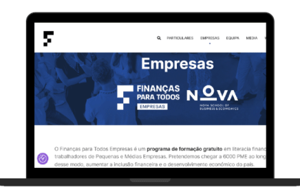 Página do programa Finanças para Todos Empresas apresentada num computador portátil